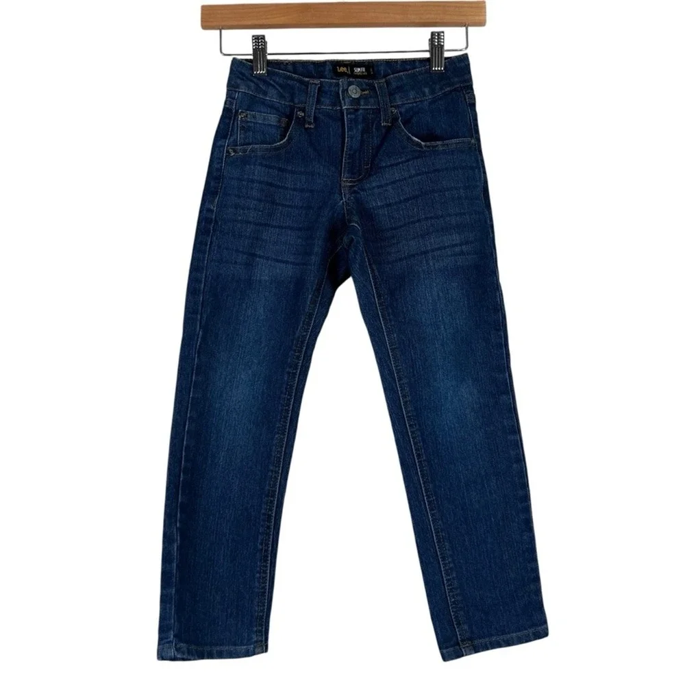 Lee Tapered Jeans Boys 8 Dark Wash Slim Fit Stretch Classic Denim Everyday Basic